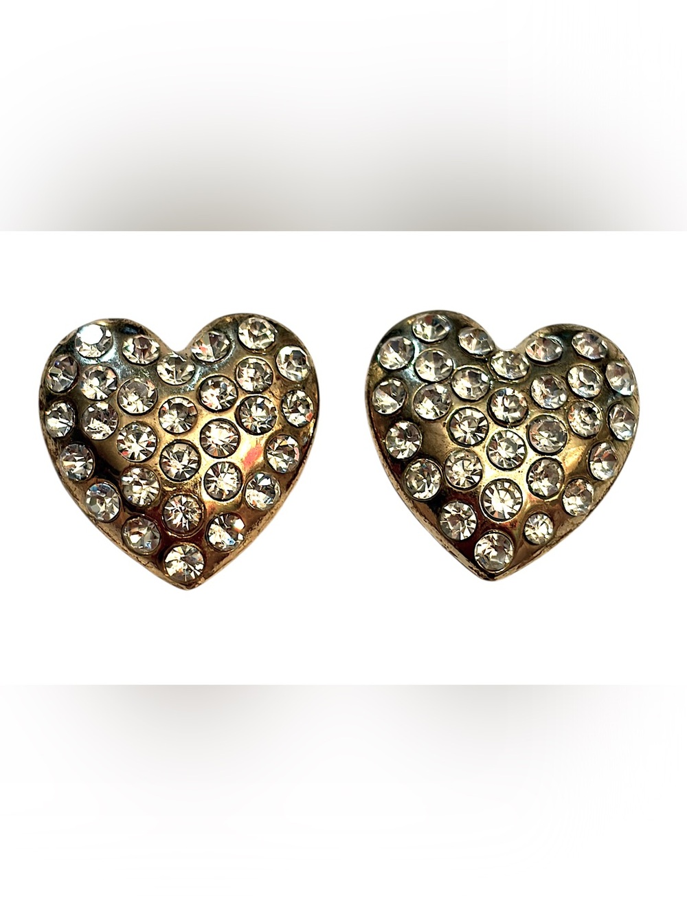 Heart Rhinestone Earrings Gold